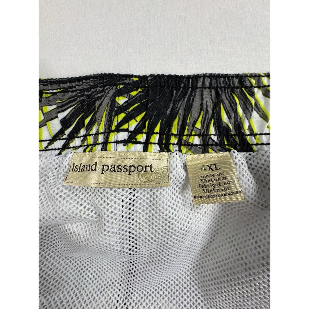 Island Passport Men's 4XL Swim Trunks White/Black/Yellow Tropical Floral Lined - Picture 2 of 10